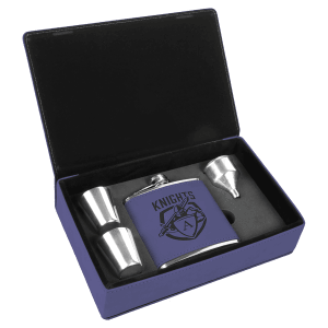 6 oz. Laserable Leatherette Flask Gift Set