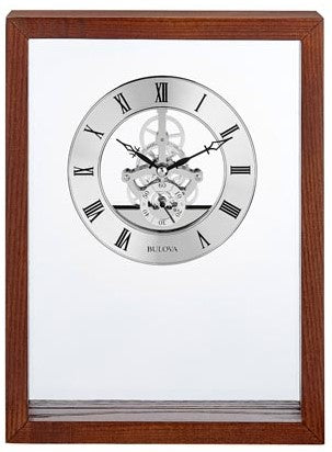 Solid Ash Hardwood with Silver Clock Face in Glass Frame