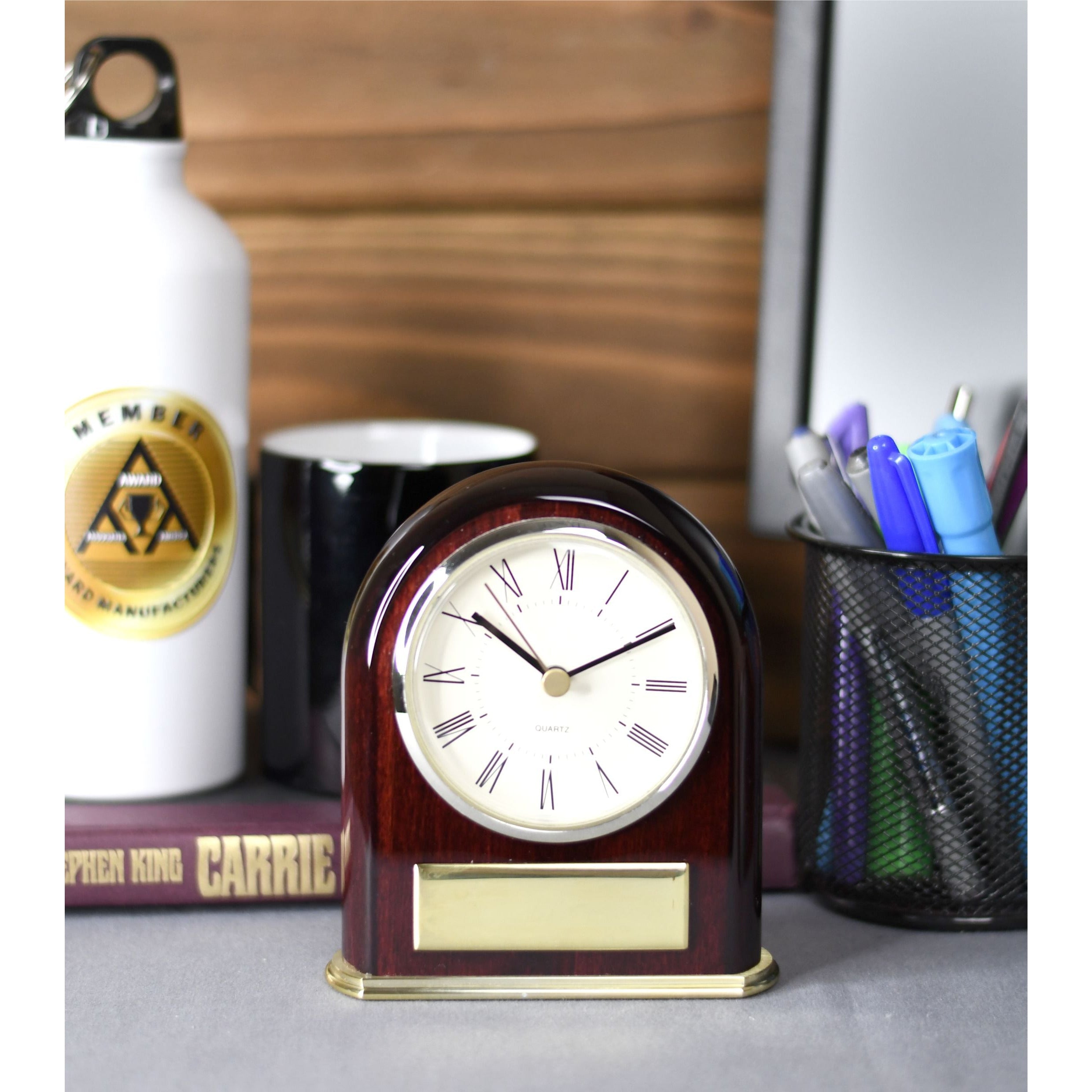 Clock Framed with Rosewood and Brass